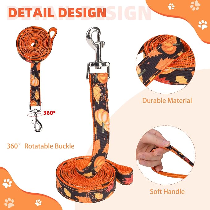 KOOLTAIL Fall Dog Harness and Leash Set for Small Medium Dogs, Thanksgiving Step in No Pull Comfort Padded Pet Vest, Adjustable Reflective Easy Walking Puppy Cats Harness Training, Leaf & Pumpkin M - Image 3