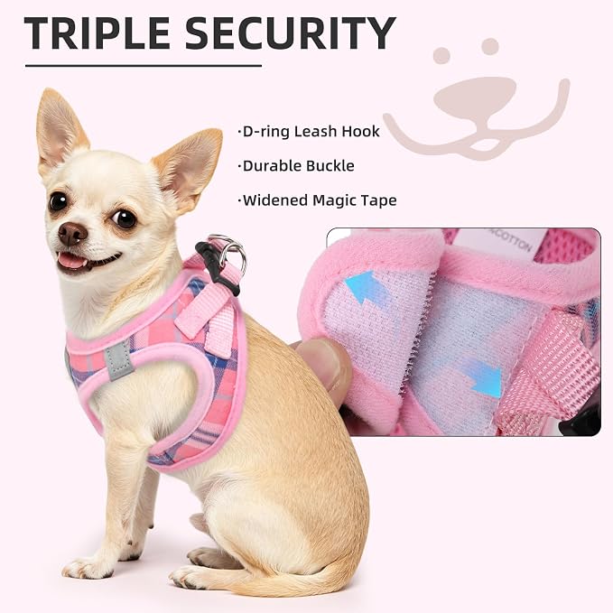 PUPTECK Dog Harness, Collar and Leash Set No Pull for Small Medium Sized | Plaid Puppy Step-in Escape Proof Reflective No Choke Pet Cat Adjustable Walking Vest - Image 5