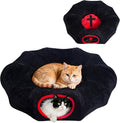 Gothic Coffin Tunnel Cat Bed, Washable, Fits Cat up to 25 lbs | Two-way tunnel design. Size: 10"x33.5". Black & Red. Includes soft washable cushion. Also for small rabbits indoor. by PurrZone
