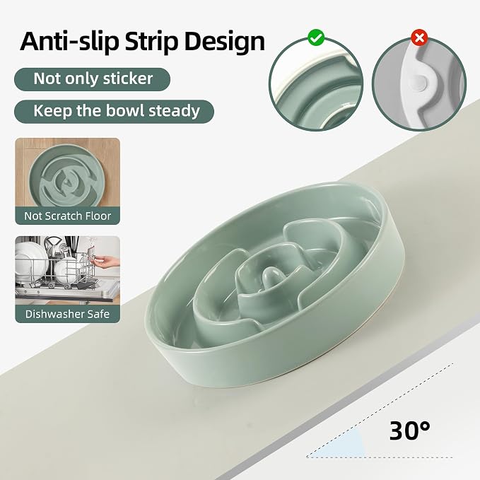 Havniva Dog Bowls Slow Feeder, Ceramic Slow Feeder Dog Bowls for Fast Eater | 3.2 Cups Dog Food Bowl Puzzle Feeder, Slow Feeding Bowls for Large Dogs, Non-Slip Base, Anti-Choking - Image 3