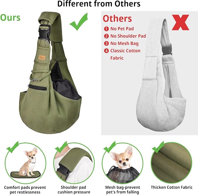 CUBY Dog and Cat Sling Carrier - Hands Free Reversible Pet Papoose Bag - Soft Pouch and Tote Design - Suitable for Puppy, Small Dogs Cats Outdoor - Image 2