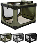 Veraste 42" Soft Collapsible Travel Dog Crate for Large Dogs,Green | 4-Door Foldable Travel Crate,breathable mesh, foldable with storage bag by Veraste