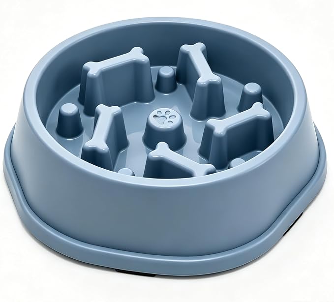 Slow Feeder Dog Bowl,Suitable for Small and Medium Breeds. Blue | Slow Feed Puzzle Dog Bowl, Non-Slip Interactive Maze to Slow Eating, Bone-Shaped. by Unknown