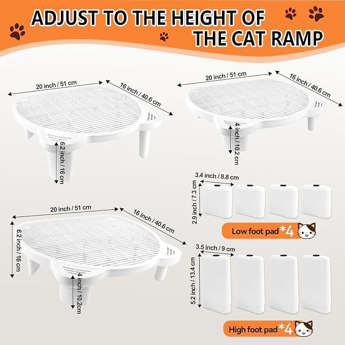 Litter Box Step Adjustable Cat Step with Filter Function, White | Elevated Double Layer Litter Box Ramp for Kitten & Old Cats, Easy Cleaning Litter Box Step Stool for Automatic Cat Litter Box - Image 3
