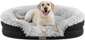 Miorun Fluffy Orthopedic Dog Beds Large Sized Dog, 48" Bolster Sofa Bed | Soft plush faux fur,lowered entry,washable cover,waterproof liner,claming dog couch for x-large dogs,supportive bolster by Miorun