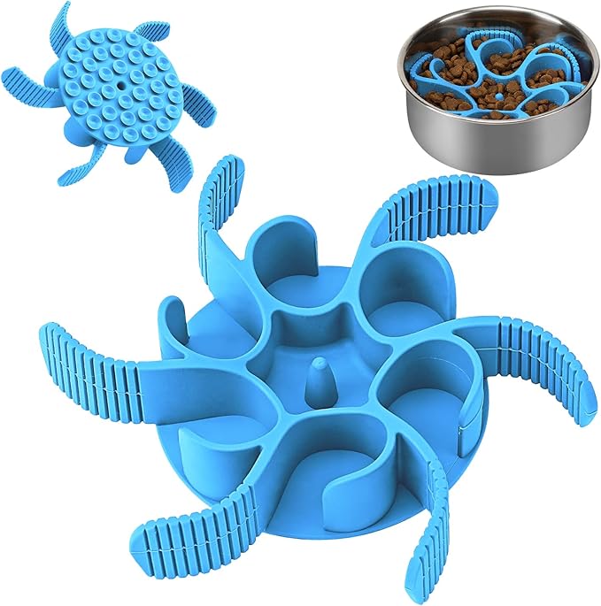 Dog Slow Feeder Bowls Silicone Spiral Pet Food Feeder Insert to Slow Eating | Durable Non-skid Compatible with Stainless Steel, Glass & Ceramic Slow Feeder Dog Bowls for Small Medium Large Breed Dogs by Anipaw