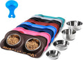 Hubulk Pet Dog Bowls 2 Stainless Steel Dog Bowl with No Spill Non-Skid Silicone Mat + Pet Food Scoop Water and Food Feeder Bowls for Feeding Small Medium Large Dogs Cats Puppies (X- Large, Chocolate) by Hubulk