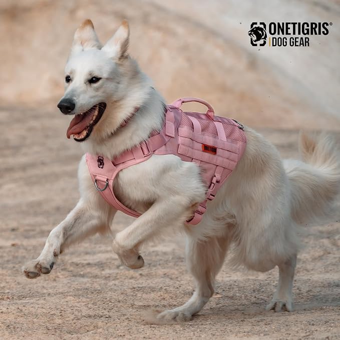 OneTigris Tactical Dog Harness for Small Dog, No Pull Small Dog Vest Harness with Handles Breathable Military Dogs Molle Vests for Walking Hiking Training (Pink, Medium) - Image 3