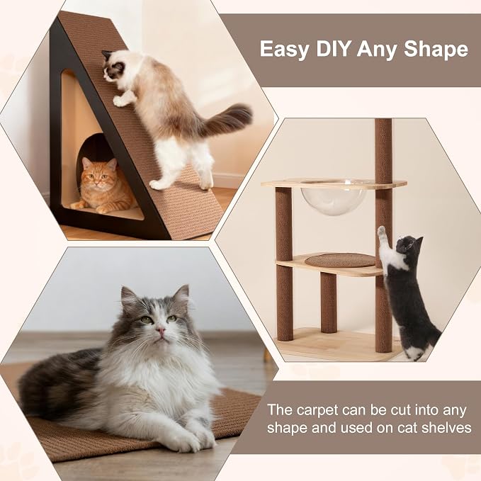 Cat Scratch Furniture Protector, Self-Adhesive Cat Scratcher Mat, Couch and Furniture Protector from Cat Claws, Brown, 1Set - Image 4