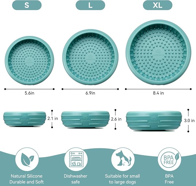 Dog Lick Bowl, Animire Freeze Lick Mat for Dogs, Non-Slip Slow Feeder Licking Bowl Enrichment Treat for Distraction Anxiety Relief, Food Grade Silicone, Dishwasher Safe(Teal,S) - Image 6