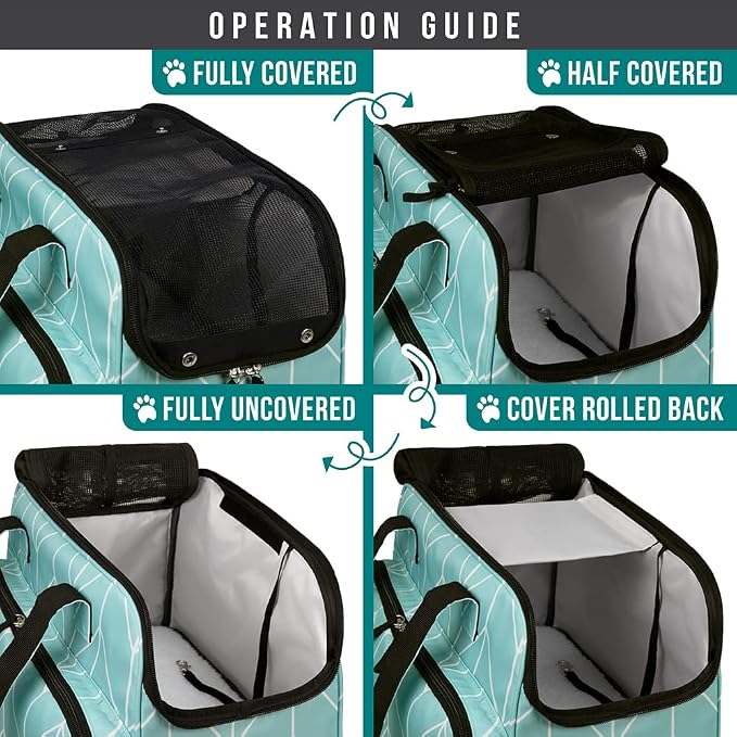PetAmi Small Dog Purse Carrier, Soft-Sided Pet Carrier Bag with Pockets, Portable Puppy Cat Travel Handbag Tote, Airline Approved Breathable Mesh, Poop Bag Dispenser, Max 18 lbs, Chevron Teal - Image 5