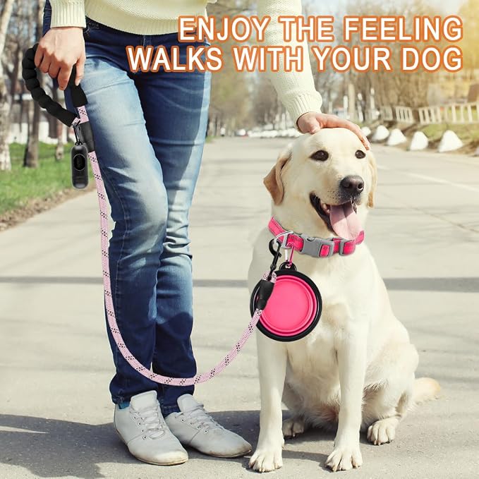 BARKBAY Dog Leashes for Large Dogs Heavy Duty Dog Leash 4/5/6 FT with Comfortable Padded Handle and Highly Reflective Threads for Medium Large Dogs Walking Training Running (4FT-1/2,Baby Pink) - Image 7