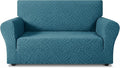 ZNSAYOTX 1 Piece Stretch Loveseat Covers for 2 Cushion Couch (55"-71"), New Plaid Couch Cover with Non-Slip Buckle for Dog Pets, Soft Cozy Washable Sofa Slipcover Form Fit Protector, Teal by ZNSAYOTX