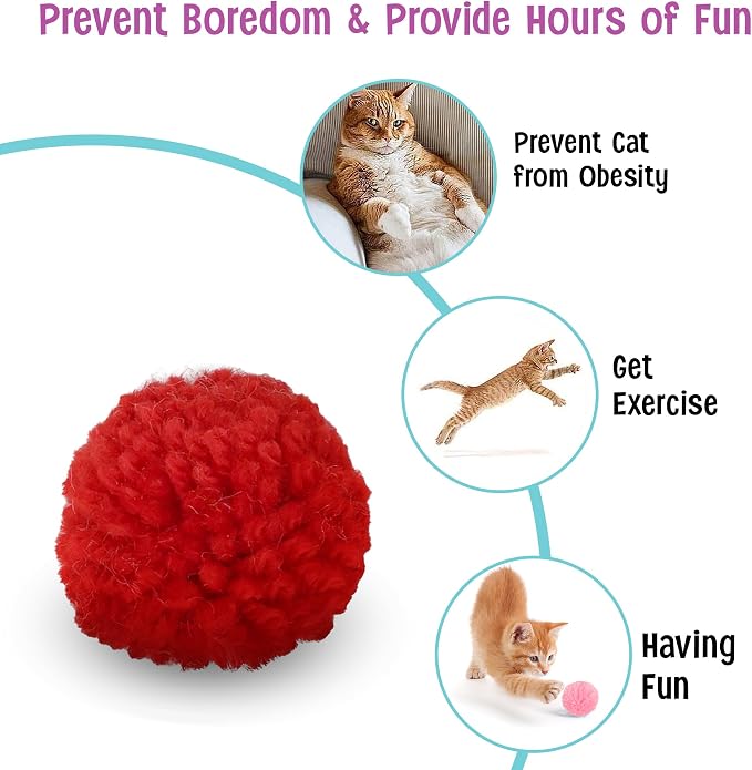 SPOT Wool Pom Poms Cat Toy - Interactive Wool Balls Cat Toy with Catnip for Cats and Kittens to Bite, Swat and Chase - 1.5 inch, 4 pcs - Image 7