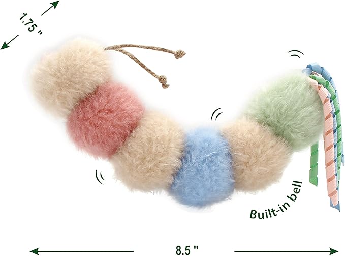 Jumpaws Interactive Natural Catnip Toy, with Rattle, Bite Resistant, for All Ages Indoor Cat, Shape of Caterpillar, Kitten Toy (Large/ 1 Pack/Cat Kicker) - Image 4