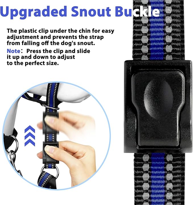 BARKLESS Soft Dog Head Collar, Patented Padded No Pull Head Halter, Training Nose Leash with Safety Link for Medium Large Dogs, Adjustable Muzzle Leash, Easy Control for Walking(Blue, M) - Image 4