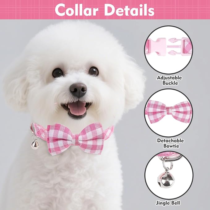 EXPAWLORER Step-in Dog Harness Small Sized Collar and Leash Set | Cute Small Dog Harness No Pull Girl, Pet Collar with Detachable Bow, Adjustable Light Puppy Vest for Dogs Cats, Pink S - Image 4