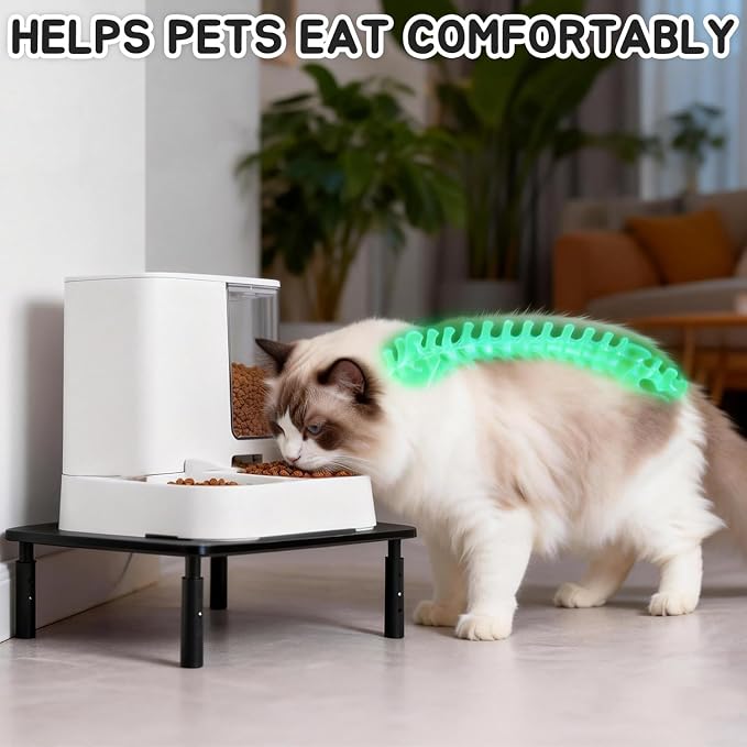 2 Pack Elevated Cat Food Stand, Cat Feeder Stand for Pets, Black | Cat Feeding Station, Pet Food Stand for 4-6L Feeders, 3 Adjustable Heights, Non-Slip Metal Base, Storage Rack - Image 8