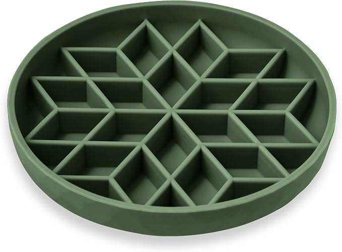 OHMO Slow Feeder Dog Bowl, 7.3" Lick Mat for Dogs, Diamond, Camo Green | Cat Slow Feeder Bowl, Anti Choking, Enrichment Toys, Easy Clean BPA-Free Silicone Feeding Bowl, Boredom and Anxiety Reducer by OHMO