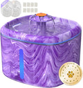 Cat Water Fountain Purple: Automatic Flower Pet Water Fountain for Cats Indoor-84oz/2.5L, Cute Cat Fountain for Drinking, LED Blue Light, Upgraded Ultra Quiet Pump, Gifts for Cats, Dogs (8Filters) by Ksuefao