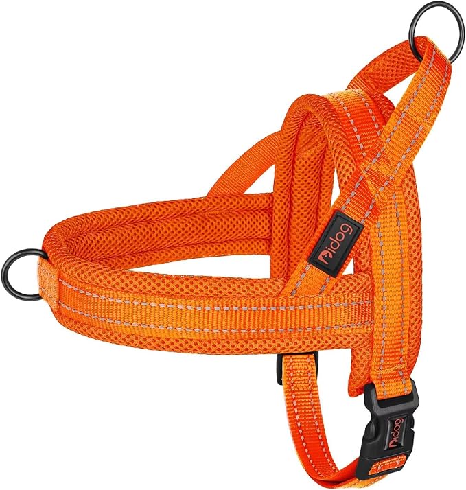 No Pull Dog Harness for Large Dogs, Breathable Mesh Padded, Orange, L | Quick Fit, Easy On and Off, Lightweight, Reflective Vest Harness for Night Safty, Easy for Walking and Training, Chest 26-32" by Didog