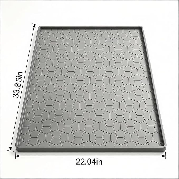 Cat Litter Box Mat, Waterproof Silicone Pad for Floor， Mat for Prevent Food and Water Overflow, Suitable for Small, Medium and Big Pet, 34" X 22" Cat Litter Mat,Light Gray。 - Image 8