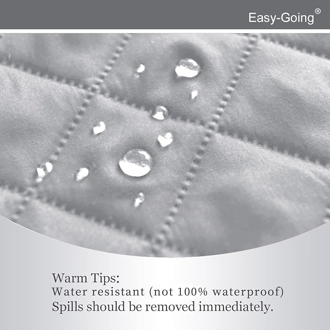 Easy-Going Recliner Chair Slipcover Reversible Sofa Cover Water Resistant Couch Cover Furniture Protector with Elastic Straps for Pets Dog (Recliner 22 inch, Light Gray/Ivory) | Machine Washable Slipcover For Dogs, Water Resistant Furniture Mat For Liv... - Image 4