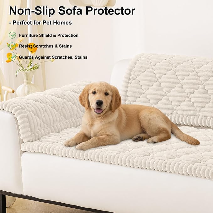 Smiry Couch Cover for Dogs Washable, Non Slip Fuzzy Pet Sofa Protector | Soft Thick Furniture Cover for Sofa, Loveseat and Sectional, Scratch & Pet Hair Resistant (White, 27.6" x 27.6") - Image 11