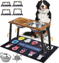 Elevated Dog Bowls for Large Dogs with Slow Feeder & Mat, 4 Height Adjustable & 101oz Bowls, Tall Raised Dog Bowl Stand by TIDANT