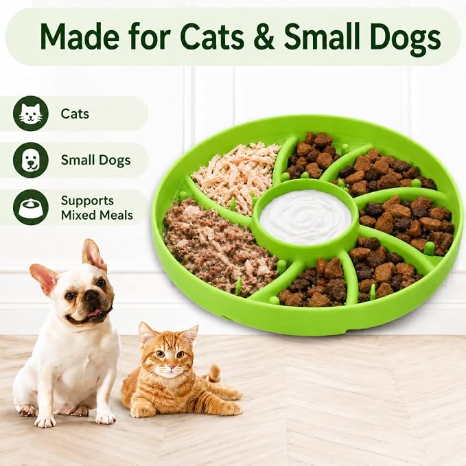 Slow Feeder Dog Bowl Silicone Suction Cup Anti Spill Dogs Cats Light Green - Image 9
