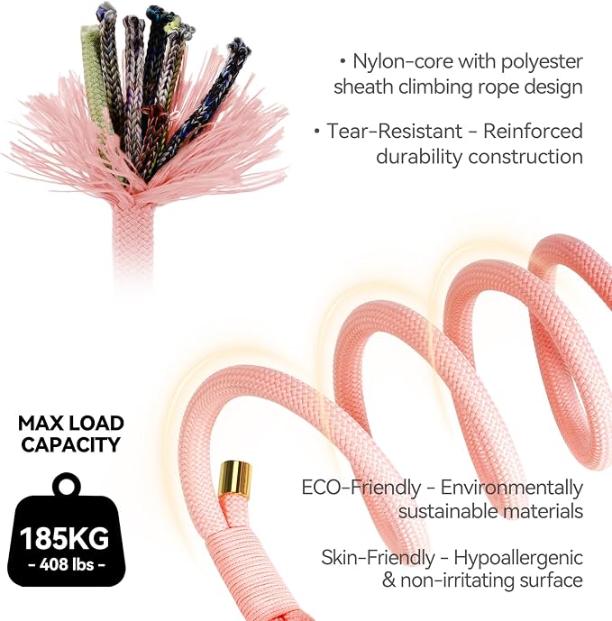 5FT Dog Leash Puppy Cat Rope Lead for Small Medium Large Dogs | Light Pink, with Anti-tangle Swivel Clip, Traffic Non-slip Grip Handle for Extra Control, Ideal for Daily Walks and Training - Image 3