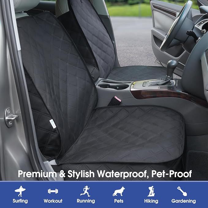 ALLANSING Front Seat Cover for Dogs with Side Flaps, Heavy Duty 900D Waterproof Seat Protector, Protects from Dirt & Scratches, for Pets & Daily Use, Fits Cars SUV Trucks Minivans (2-Pack) - Image 2
