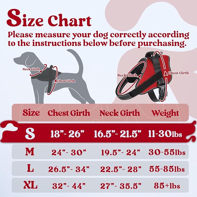 rabbitgoo No Pull No Choke Pet Vest, Adjustable Pet Harness with Molle | Small Sized Dog Harness, Reflective, Easy Wearing with One Buckle for Walking, Training, Red, S - Image 2