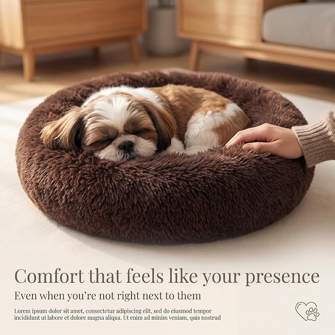 nononfish Small Dog Bed,Soft Calming Donut Sleeping Pet Bed | Soft calming donut bed designed for small dogs and puppies. - Image 2