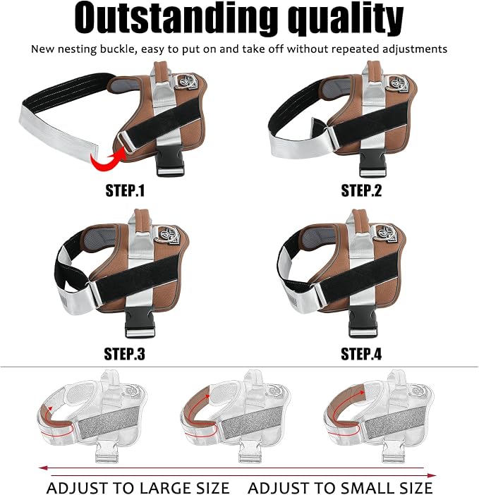 Dog Harness, No-Pull Reflective Dog Vest, Breathable Adjustable Pet Harness with Handle for Outdoor Walking - No More Pulling, Tugging or Choking - Image 3