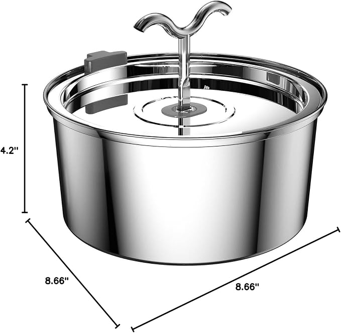 DOOOB Cat Water Fountain, 3.2L/108OZ Stainless Steel Pet Water Dispenser Automatic Metal Dog Drinking Fountains Water Bowl with Replacement Filters Ultra-Quiet Pump - Image 7