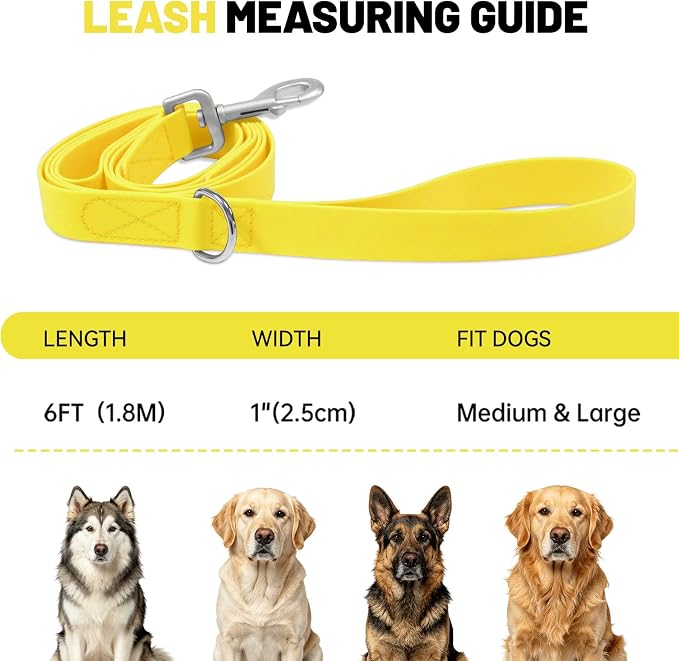 Waterproof Dog Leash with Double Handle, 6 FT Durable Odor-Proof Dog Leashes with Strong Aviation Aluminum Hooks Fits Small Medium or Large Dogs - Image 4
