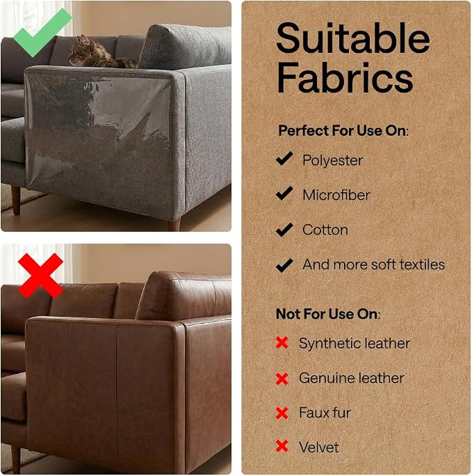 GORILLA GRIP No Pin Cat Scratch Furniture Protector, Puncture Resistant Heavy Duty Adhesive Couch Guard, Transparent Anti-Scratch Clawing Deterrent Cover for Sofa, Flexible Cut to Fit Roll, 17" x 120" - Image 8