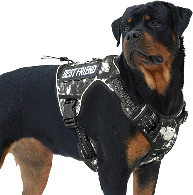 AUROTH Tactical Dog Harness for Small Medium Large Dogs No Pull Adjustable Pet Harness Reflective K9 Working Training Easy Control Pet Vest Military Service Dog Harnesses (XL, Black Ink) | Easy Control Handle, Adjustable, Reflective, Military K9, for D... by AurothPets