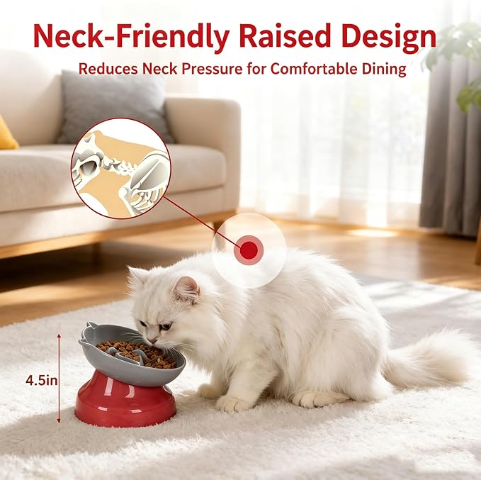 Ceramic Slow Feeder Cat Bowl, 15-Degree Tilted Non-Slip | Food-Grade Ceramic For Indoor Cats, 5.3 In Shallow Bowl, Whisker-Friendly, Dry And Wet Food, Dishwasher Safe - Image 4