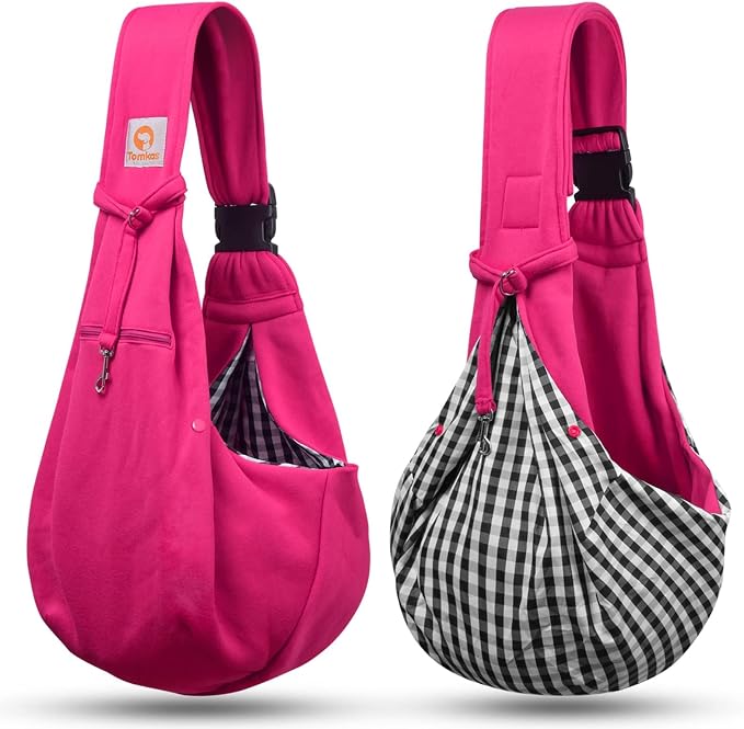 TOMKAS Dog Sling Carrier for Small Dogs Puppy Carrier for Small Dogs (Rose red, Adjustable Strap for 3-10 lbs & Zipper Pocket) - Image 6