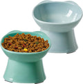 KSIA Klear Elevated Cat Bowls 2 Pack, Tilted Raised Cat Bowls for Indoor Cats, for Food and Water, 4.72" Wide, Whisker Friendly Anti Vomit for Indoor Cats, Microwave and Dishwasher Safe, Blue&Green by Unknown