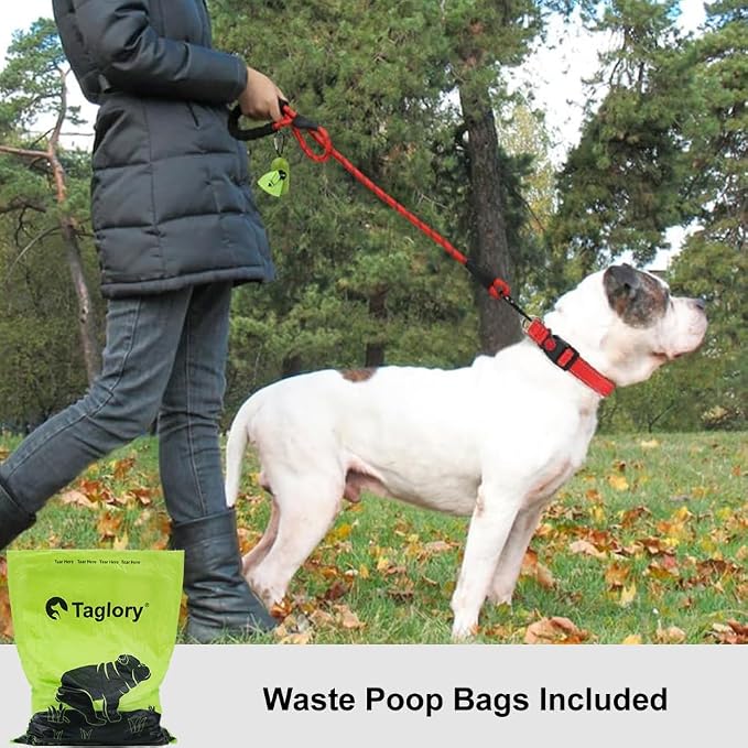 Taglory Rope Dog Leash for Medium Large Dogs, 5 FT Padded Handle, Red | Climbing Rope for Strong Pullers, Reflective for Night Walks and Training, Comfortable Grip, Anti-tangle Swivel Clip 1/2 inch - Image 2