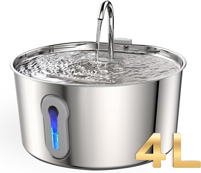 4L/135oz Large Cat Water Fountain Advanced 304 Stainless Steel with Detachable Tank, Easy to Clean, Automatic Pet Fountain Quiet Cats Water Dispenser, Dogs (135oz Large Cat Fountain) by Unknown