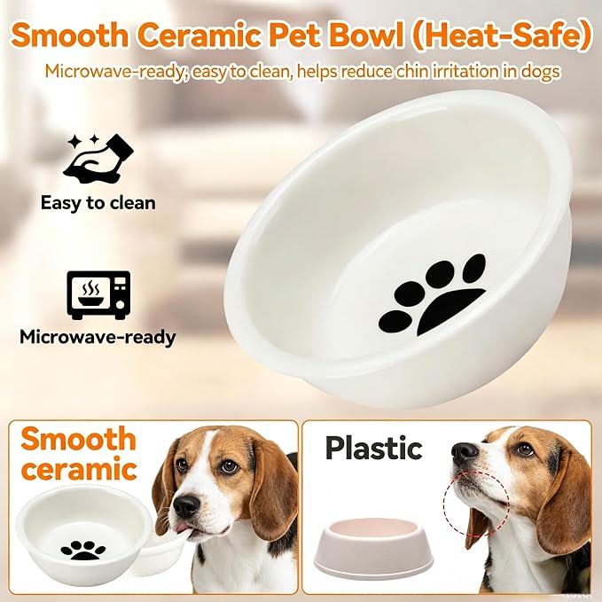 Ceramic Raised Dog Bowls for Small Medium Puppies, Non Slip Dual Feeding Dishes with Silicone Mat, 2 Pack Pet Food Water Bowls Suitable for Cats & Dogs, Black - Image 4