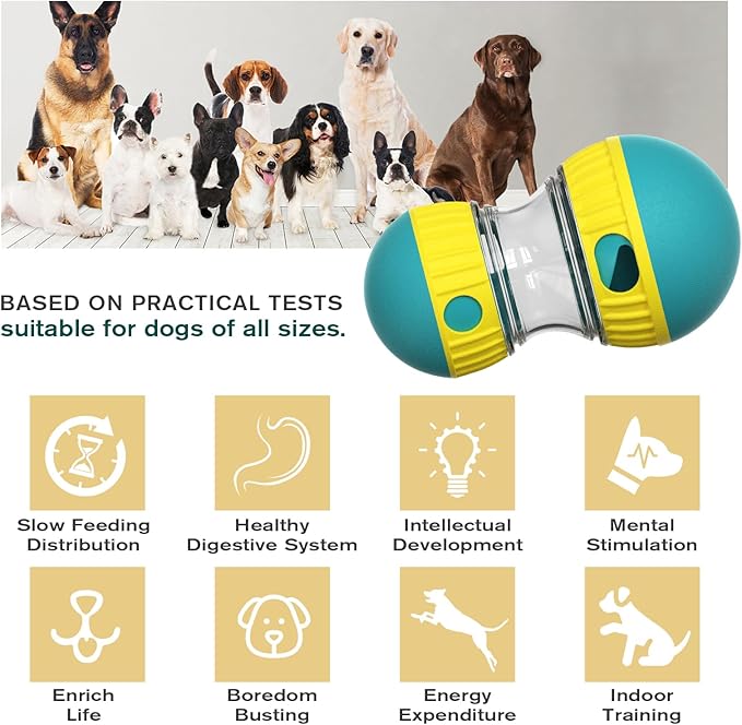 BSISUERM Dog Puzzle Toy Adjustable Treat Dispensing Ball Food Dispenser Tough Slow Feeder Puppy Enrichment Training Toy Pet Interactive Chase Toys for Small Medium Large Dogs to Keep Them Busy, Green - Image 2