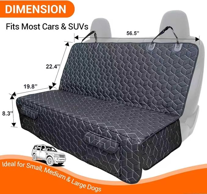 Meginc Dog Car Seat Cover for Back Seat, Waterproof Non-Slip Bench Protector for Dogs & Kids, Durable 600D Scratch Proof Seat Cover for Hair, Scratches, Travel and Daily Use in Full Size SUVs - Image 2