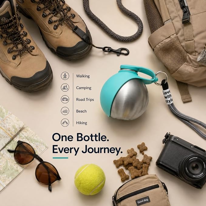 Portable Small Dog Water Bottle 2 in 1 Travel Dog Water Dispenser with Bowl | 10oz Dog Water Bottles Stainless Steel No-Spill Puppy Water Bottle for Walking Small Dog Leak-Proof Collapsible Silicone Bowl - Image 9