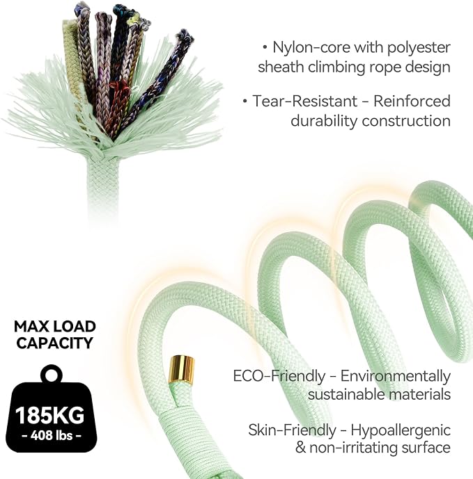 5FT Dog Leash Puppy Cat Rope Lead for Small Medium Large Dogs | Light Green, with Anti-tangle Swivel Clip, Comfortable Non-slip Grip Handle, Ideal for Daily Walks and Training - Image 3