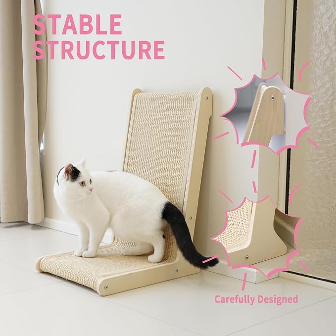 Cat Scratcher – 22.66 Inch Vertical Sisal Cat Scratching Post, Wood Frame 105° Scratch Pad for Indoor Cats, Furniture Protector for Sofa Couch - Image 5